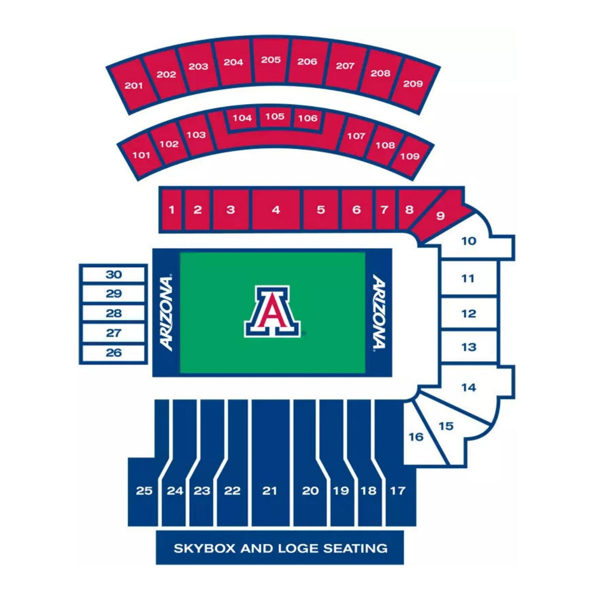 Arizona Football Section 102 - 103 Sign